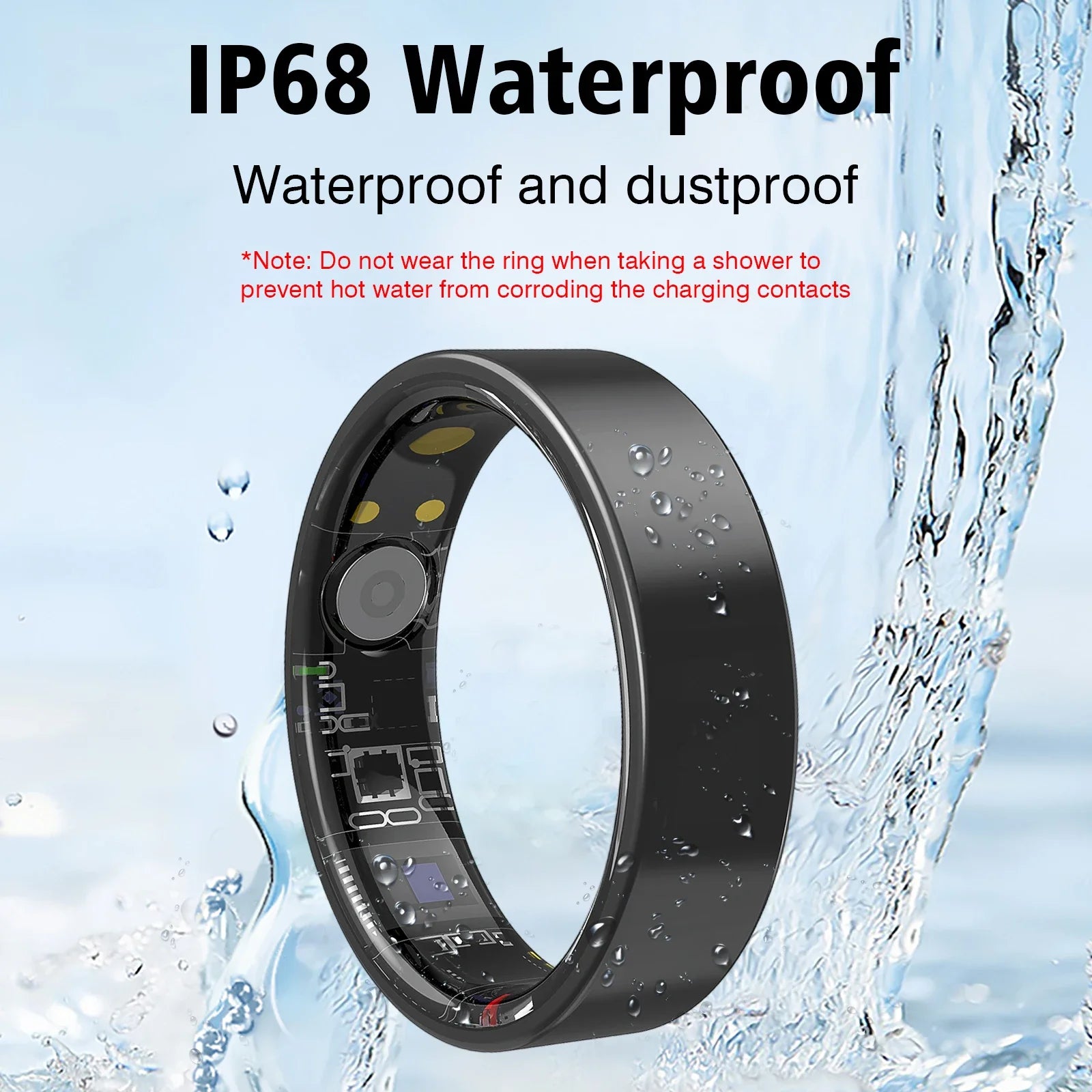Smart Ring, Touch Screen, Stainless Steel Material, Multi-Sport Mode, Sleep Tracking, Calories, Long Battery Life